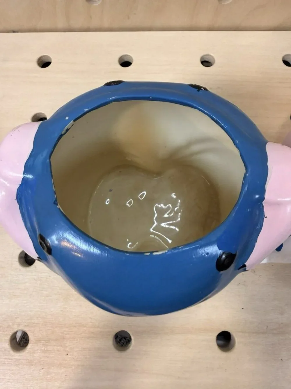 Vintage 1940's Shawnee Pottery Smiley Pink Pig Cookie Jar Blue Scarf Pants RARE